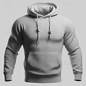 levne pánské základní mikiny s kapucí-Pánské Kapuce Černá Bílá Žlutá Světlá růžová Fialová Kapuce Bez vzoru Kapsy Sporty a outdoor Denní Dovolená Polyester Šik ven Základní Na běžné nošení Jaro Podzim Oblečení Mikiny s kapucí Mikiny