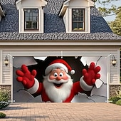 cheap Christmas Garage Door Covers-Christmas Tapestry Garage Door Cover Large Hanging Backdrop Santa Claus Cute 3D Party Outdoor Holiday Shooting Backgrounds Yard Home Decor