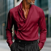 economico Camicie in raso da uomo-Per uomo Camicia Camicia in raso Camicia elegante Camicia casual Camicia con Bottoni Camicia da Ballo Semplice Formale Matrimonio Bianco Vino Blu reale Oro Manica Lunga Scollo a V Tutte le stagioni