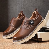baratos Sapatos Casuais Slip-On-sapatos de trabalho casuais marrons masculinos – sola antiderrapante durável, fecho de trava fácil, design de cano baixo confortável para uso diário, escritório e atividades ao ar livre
