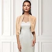 economico impacchi per gli invitati al matrimonio-Wrap Bolero da Donna Scialle della Madre Cappotti  Giacche di Base Elegante a Manica 3/4 Wrap in Chiffon per Ospiti ai Matrimoni con Colore Puro per Festa Serale in Primavera e Estate per fare colpo