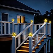abordables Luces de suelo-1 lámpara LED solar para jardín exterior, decorativa, de ambiente, para paisaje, faro delantero, bola de cristal agrietada, luz LED