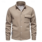 preiswerte Lässige Jacken-Herren Waffeljacke Fleecejacke Cargo-Jacke Freizeitjacke Urlaub Täglich Warm Tasche Herbst Winter Einfach Mode Klassisch Revers Regulär Schwarz Weiß Marineblau Blau Khaki Jacken