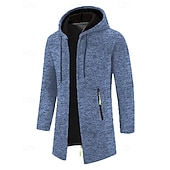 olcso Férfi Trench kabát-Férfi Felöltő Ballonkabát Hosszú Trench kabát Vakáció Napi Tavasz Tél Poliészter Szélbiztos Melegen tartani Felsőruházat Ruházat Divat Klasszikus Sima Zseb Kapucni Cipzár