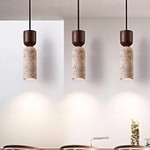baratos Design de Cilindro-Luminária pendente nórdica de pedra natural, cilindro pequeno, moderna de meados do século, 110-240 V