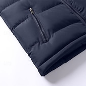 levne Pánská péřová vesta-Pánské Puffer Vesta Kamizelka Vesta Dovolená Denní Rande Módní Na běžné nošení Podzim Zima Kapsy Polyester Zahřívací Pohodlné Pevná barva Zip Kapuce Běžný Černá Vodní modrá Vesta