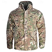 economico Fleece &amp; Giacche 3 in 1-Per uomo Giacca da combattimento Giacca softshell Giacca da escursionismo Giacca in Pile Giacca termica Cotone Inverno All&#039;aperto Mimetico Calore Termico Top Verde Cachi Grigio