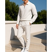 رخيصةأون بدلات رياضية-رجالي بدلة رياضية من قطعتين مجموعات بدلات رياضية ملابس الصالة سحاب ربع لون سادة أطقم ملابس رياضية الخريف أسود أبيض الخارج السفر رياضات رطوبة فتل كم طويل رياضة ألبسة رياضية مرن نسبياً عادي