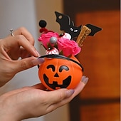 cheap Halloween Indoor-1 Pc 12 * 9CM 2025 New Halloween and Easter Pumpkin Eye Bat with Lantern Ghost Festival Decoration Simulation Flower Pumpkin Lantern