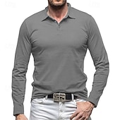 levne Pánské klasické polo-Pánské Golfová košile Golfové polokošile Ležérní Práce Klopa Dlouhý rukáv Základní Moderní Bez vzoru Knoflíky Jaro Podzim Běžný Černá Bílá Trávová zelená Růžová Světle modrá Šedá Golfová košile