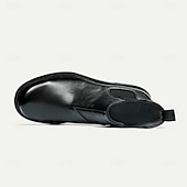 abordables Bottes en cuir haut de gamme-Bottines Chelsea noires pour hommes, bottines classiques à enfiler pour hommes d&#039;affaires, fêtes et occasions formelles