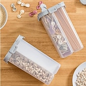 cheap Kitchen Storage-TAILI Airtight Cereal Storage Container, Clear 2.3L Airtight Kitchen Food Storage Container with Lids and Compartments for Grain, Sugar, Flour, Rice, Nuts, Snacks