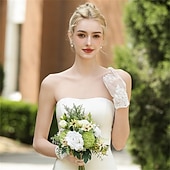 baratos Luvas-Renda / Tule Até o Pulso Luva Elegante / Festa / Noite / à moda Com Cor Pura Luvas de Festa / Casamento