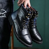 abordables Bottes de travail-Bottines à lacets marron robustes pour hommes avec col rembourré, style vêtements de travail d&#039;extérieur durables pour la randonnée, la construction et les vêtements de ville décontractés