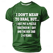  Camiseta gráfica divertida para hombres "No pretendo presumir pero armé un rompecabezas en 1 día y la caja decía 2-4 años" camiseta hobby de manga corta