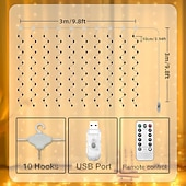 お買い得  USB電源-1個 カーテンライト 300 LEDs ウィンドウストリングライト 結婚式パーティー装飾、暖白