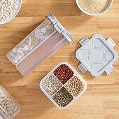 cheap Kitchen Storage-TAILI Airtight Cereal Storage Container, Clear 2.3L Airtight Kitchen Food Storage Container with Lids and Compartments for Grain, Sugar, Flour, Rice, Nuts, Snacks