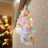 Недорогие рождественские огни в помещении-Рождественская смоляная елка, вставляющаяся в ночник, настенный светильник, светильник для кровати, светильник для кабинета, спальни, столовой, рождественский декоративный светильник с вилкой ЕС/США