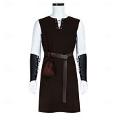 abordables Tenues-Rétro Vintage Médiéval Renaissance Armure Ensemble d&#039;accessoires Tunique Guerrier Viking Déguisement Homme Viking Halloween Carnaval Performance LARP Foire de la Renaissance Adulte Gilet Ceinture Sac