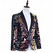 levne Párty obleky-Pánské Sako Zářezový límec Módní Jednobarevné Blazer Černá Slim Jednořadé s jedním knoflíkem
