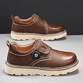 baratos Sapatos Casuais Slip-On-sapatos de trabalho casuais marrons masculinos – sola antiderrapante durável, fecho de trava fácil, design de cano baixo confortável para uso diário, escritório e atividades ao ar livre
