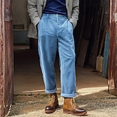 Men's Trousers Dress Pants Corduroy Pants Chinos Pocket Buttons Plain Comfort Formal Party Work Fashion Classic Style Royal Blue Dark Gray Micro-elastic 5