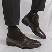 preiswerte Kleiderstiefel-Schwarze High-Top-Stiefel aus Kunstleder für Herren mit stilvollem Design und elastischen Seiten, perfekt für formelle Anlässe, die Arbeit und elegante Freizeitkleidung