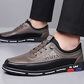 baratos Sapatos Casuais com Cadarço-Tênis confortáveis masculinos de couro sintético marrom – calçados antiderrapantes e acolchoados para atividades ao ar livre, para caminhadas, trabalho e uso diário