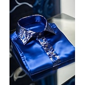 economico Camicie in raso da uomo-Per uomo Camicia Camicia in raso Camicia elegante Camicia casual Camicia con Bottoni Camicia da Ballo Semplice Formale Matrimonio Nero Blu reale Oro Manica Lunga Bavero Primavera &amp; Autunno Tutte le
