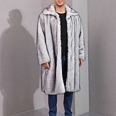 preiswerte Herrenjacken &amp; Herrenmäntel-Herren Freizeitjacke Kunstpelzmantel Urlaub Täglich Thermowarm Plüsch Herbst Winter Einfach Mode Streetwear Revers Lang Weiß Gelb Kamel Grau Jacken