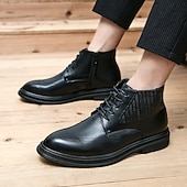 abordables Bottes de Costume-Bottes à lacets en similicuir marron pour hommes avec une silhouette moderne et élégante, idéales pour les environnements professionnels, les événements formels et les occasions décontractées élégantes