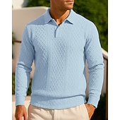 halpa Juoksupaidat ja tanktopit-Miesten Jacquard-neulepaita Vapaa-ajan poolopaidat Jakardi Pitkähihainen Topit Urheilu- ja treenivaatteet Syksy Yhtenäinen Muoti Ulkoilu Matkailu Urheilu Urheiluasut Urheiluvaatteet Musta Sininen