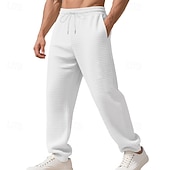 お買い得  スウェットパンツ-男性用 スウェットパンツ ワイドレッグスウェットパンツ ズボン カジュアルパンツ オープンボトムスウェットパンツ ジャカード ドローストリング 弾性ウエスト 平織り 吸汗性 高通気性 全長 スポーツ・アウトドア カジュアル 日常 ファッション ストリートファッション ブラック ホワイト 伸縮性あり