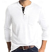 economico Magliette casual da uomo-Per uomo Maglietta Maglia Henley Camicia a Maniche Lunghe Manica Lunga Henley Primavera Autunno Semplice Moda Designer Essenziale Tasche Vacanza Streetwear Uscire Nero Bianco Blu marino Maglietta Top