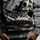 levne Chlapecké halloweenské kostýmy-předvečer Všech svatých Chlapecké 3D Grafika Lebky Kapuce Dlouhý rukáv Jaro Podzim Módní Šik ven Děti 4-12 let Kapuce Venkovní Ležérní Denní Běžný