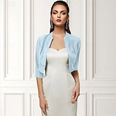 economico impacchi per gli invitati al matrimonio-Wrap Bolero da Donna Scialle della Madre Cappotti  Giacche di Base Elegante a Manica 3/4 Wrap in Chiffon per Ospiti ai Matrimoni con Colore Puro per Festa Serale in Primavera e Estate per fare colpo
