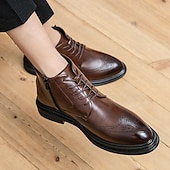 abordables Bottes de Costume-Bottes à lacets en similicuir marron pour hommes avec une silhouette moderne et élégante, idéales pour les environnements professionnels, les événements formels et les occasions décontractées élégantes