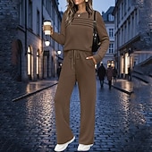 levne teplákové soupravy-Dámské Teplákové soupravy s pulovry Dvoudílná tepláková souprava Oblečení do obývacího pokoje s kapsou Jednobarevné Celotělové oblečení Podzim Tmavě šedá Černá Spandex Tělocvična Běh Zdatnost Prodyšné