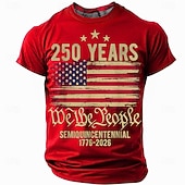economico T-shirt Patriottici 250-4 luglio 2026 250° Giorno della Memoria Maglietta a maniche corte girocollo con stampa 3D per uomini Casual quotidiana