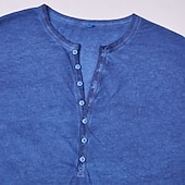 olcso Alkalmi Henley póló-Férfi Henley ing Tee Top Hosszú ujjú ing Sima Henley Utca Vakáció Hosszú ujj Ruházat 100% pamut Szüret Divat Alap