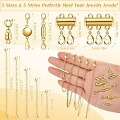 Недорогие искусство, ремесла и шитье-26 шт. удлинителей для ожерелий и магнитных застежек для украшений, включая 5 размеров&amp;amp;5 видов магнитных застежек, застежки для многослойного ожерелья и удлинительная цепочка для браслета для