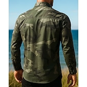 abordables Tapas-Hombre camisa cargo Camisa para senderismo Manga Larga Cuello Vuelto Camiseta Al aire libre Transpirable Algodón Color Camuflaje Verde Ejército Caqui Gris Tenis Golf Corriendo