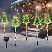 abordables luces navideñas al aire libre-Luces solares para árbol de Navidad con 5 enchufes para insertar en el suelo, luces decorativas para jardín al aire libre, luces festivas para Navidad.