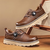 baratos Sapatos Casuais Slip-On-sapatos de trabalho casuais marrons masculinos – sola antiderrapante durável, fecho de trava fácil, design de cano baixo confortável para uso diário, escritório e atividades ao ar livre