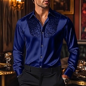 economico Camicie in raso da uomo-Per uomo Camicia in raso Camicia elegante Camicia casual Camicia con Bottoni Camicia da Ballo Camicia da discoteca Semplice Formale Matrimonio Nero Bianco Rosso Blu Manica Lunga Bavero Primavera
