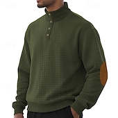 baratos Suéteres básicos-Homens Moletom Moletom Waffle Moletom com capuz Estacionar Preto Branco Verde Tropa Cáqui Cinzento Colarinho Clerical Tecido Patchwork Textura Desportos e Ar livre Casual Diário Roupa de rua Legal