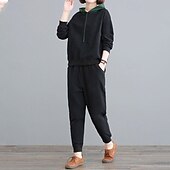 economico Tute da ginnastica-Per donna Felpe con cappuccio da salotto Tute in pile con tasca Tinta unita Completo Abbigliamento Autunno &amp; Inverno Nero Rosso Palestra All&#039;aperto Corsa Antivento Caldo Manica Lunga Sport