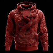 Недорогие Животный принт-Муж. Дракон 3D Толстовка Круто Для вечеринки Длинный рукав Вырез под горло Уличная одежда Для клуба Синий Желтый Красный Серый Кулиска Осень Зима Дизайнер S M L XL XXL XXXL