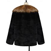billige Uformelle jakker-Herre Fleece-jakke Fuskepels Avslappet Vindtett jakke Trim i fuskepels Vinter Helfarge Mote Lang Svart Jakker