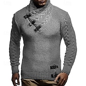 baratos suéter pulôver masculino-Homens Suéter Pulôver suéter Estriado Cabo Tricotar Tops regulares Tricotado Corte Justo Tecido Gola Redonda Roupa de Malha Moderna Casual Roupa Diária Roupa Outono Inverno Preto Marron M L XL